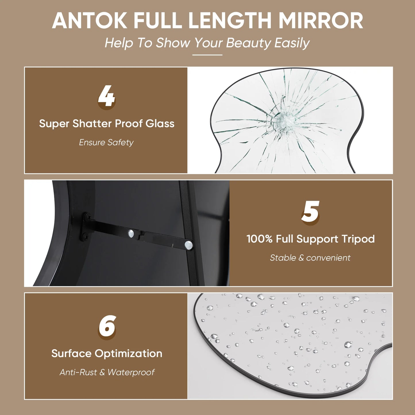 Antok Wavy Mirror With Stand For Bedroom And Living Room