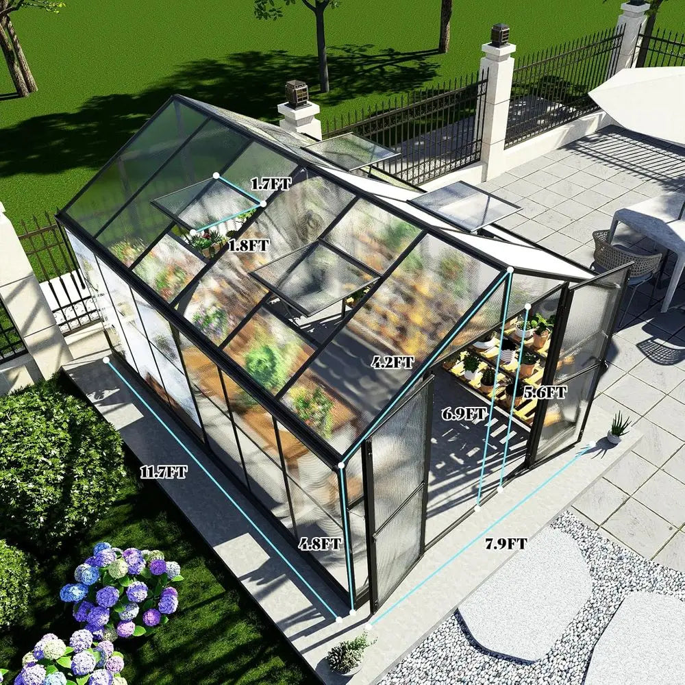 Walk In Greenhouse With 4 Vent Windows And Lockable Door