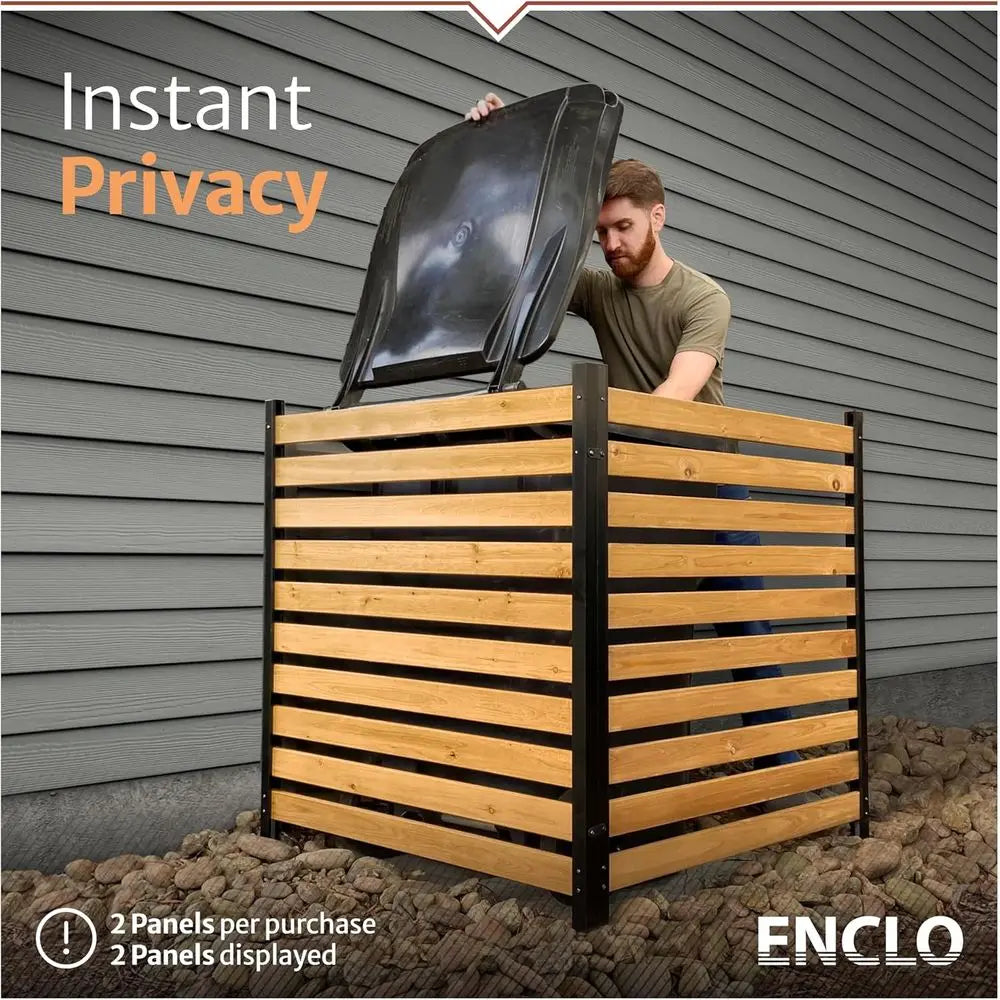 Dual Panel Outdoor Privacy Screen Pool Equipment Cover And Trash Bin Enclosure
