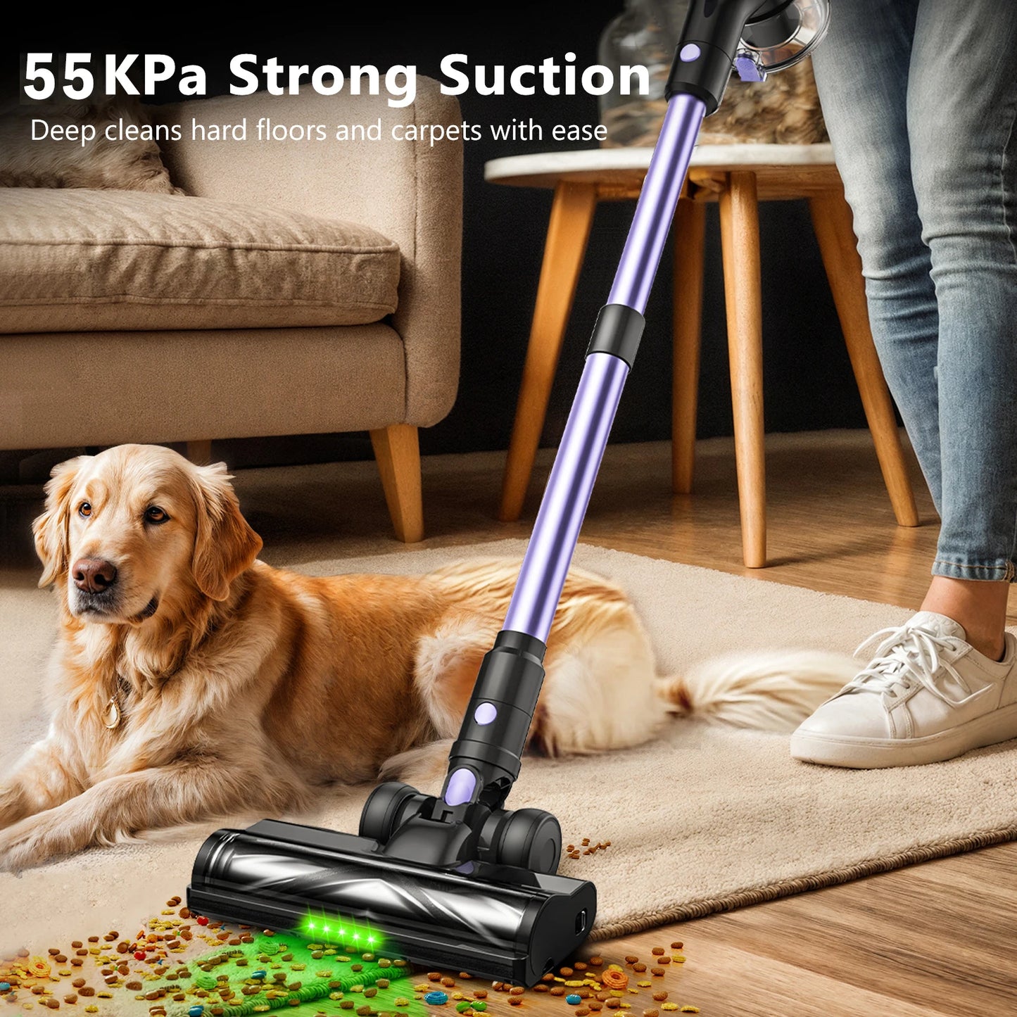 SUXIANGVACC 500W Cordless Vacuum Cleaner 55KPA With Smart Led Screen