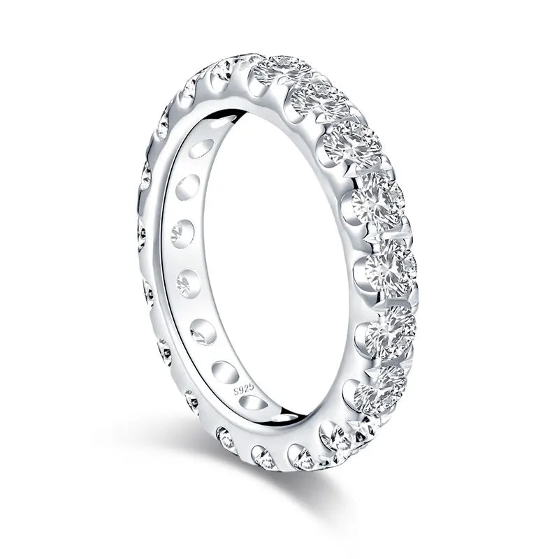 Oxtao Moissanite Diamond Ring Sterling Silver Classic Wedding