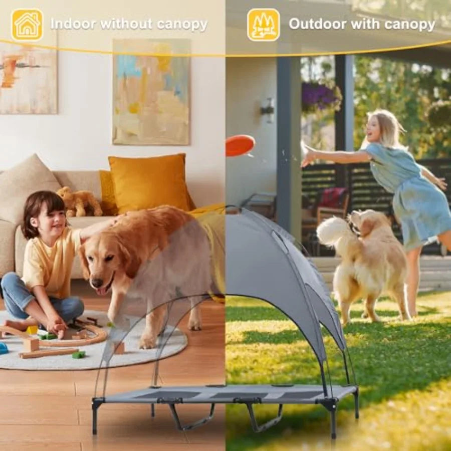 Elevated Dog Bed With Canopy For Durable Indoor Comfort
