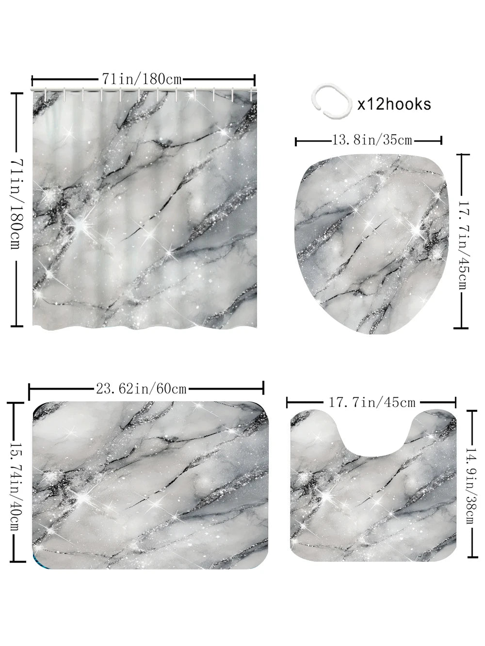 Starlight Bathroom Four-Piece Polyester Knit Set for Home Use