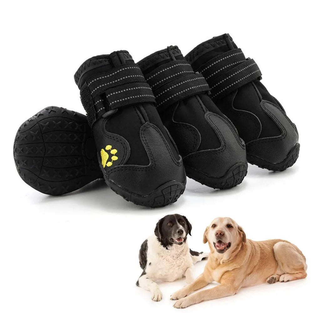 All Season Reflective Waterproof Anti Slip Rubber Dog Booties 4pcs