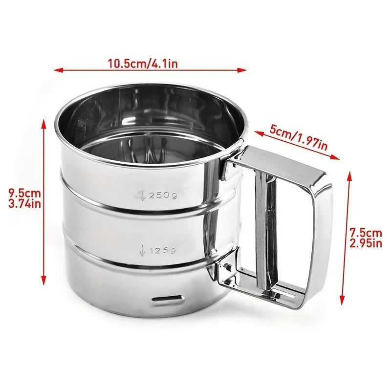 Stainless Steel Flour Sieve With Handle For Baking