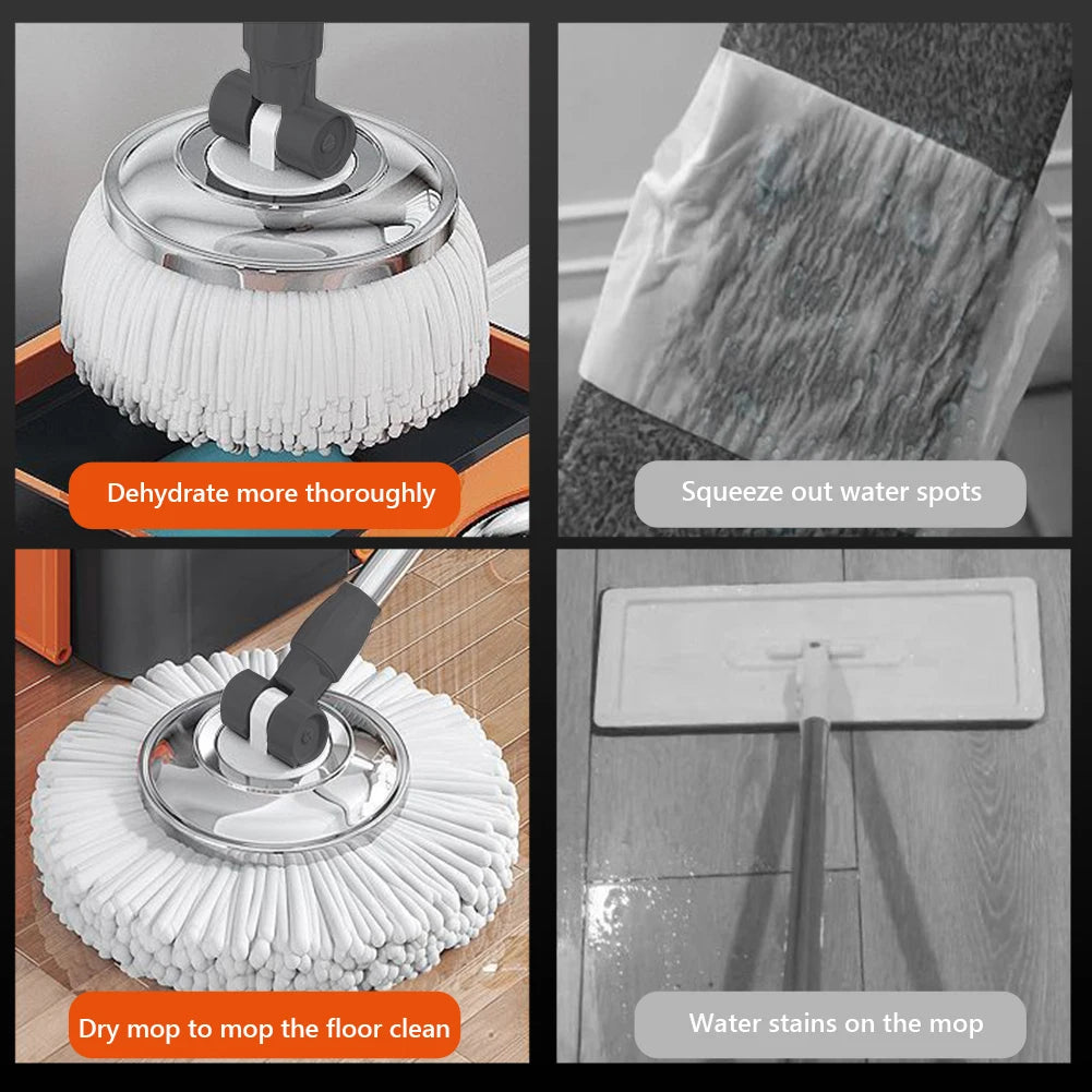 Spin Mop And Bucket Set With 6 Microfiber Refills