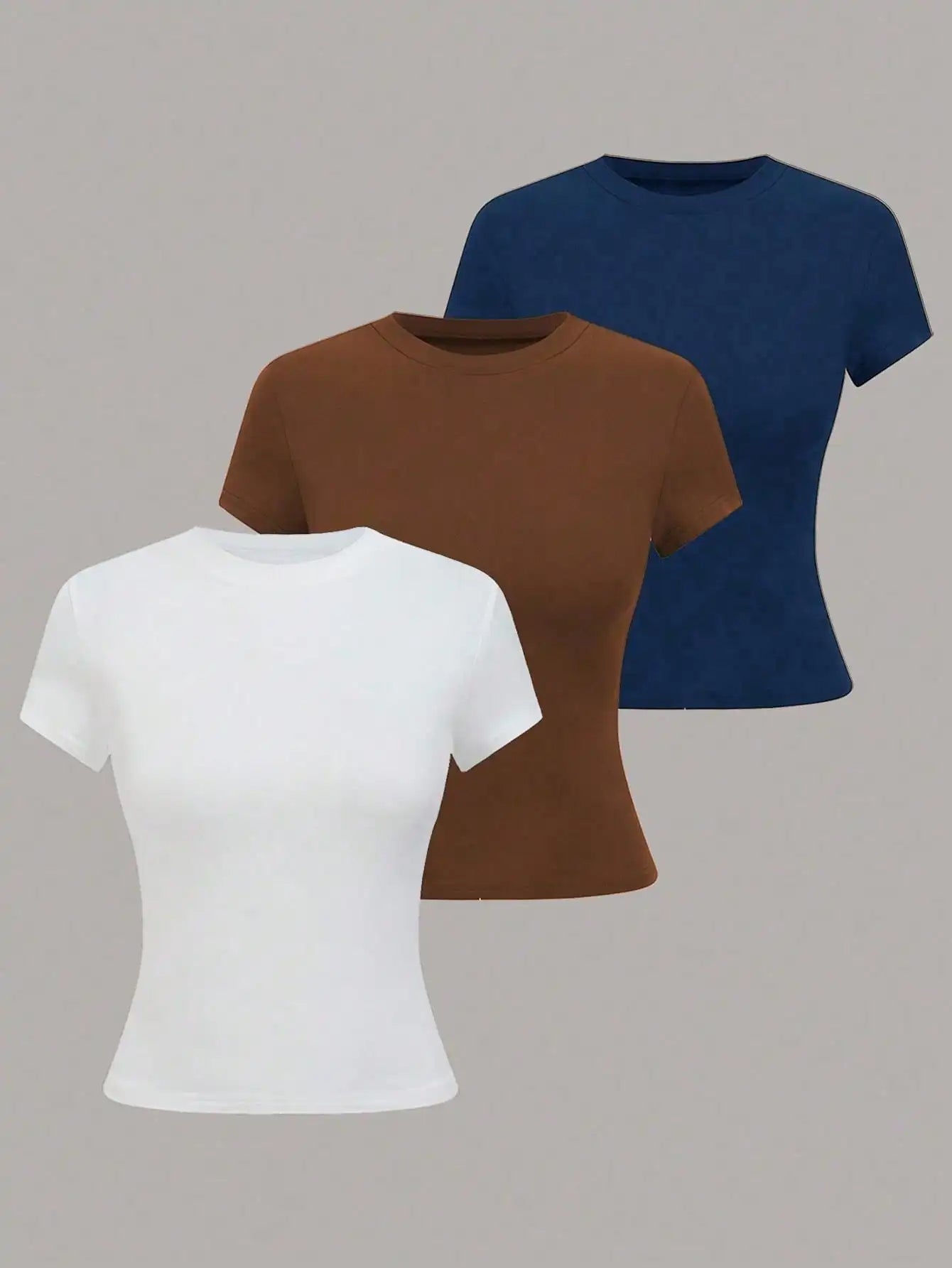Women's Short Sleeve Knit T Shirt With Elastic Fabric