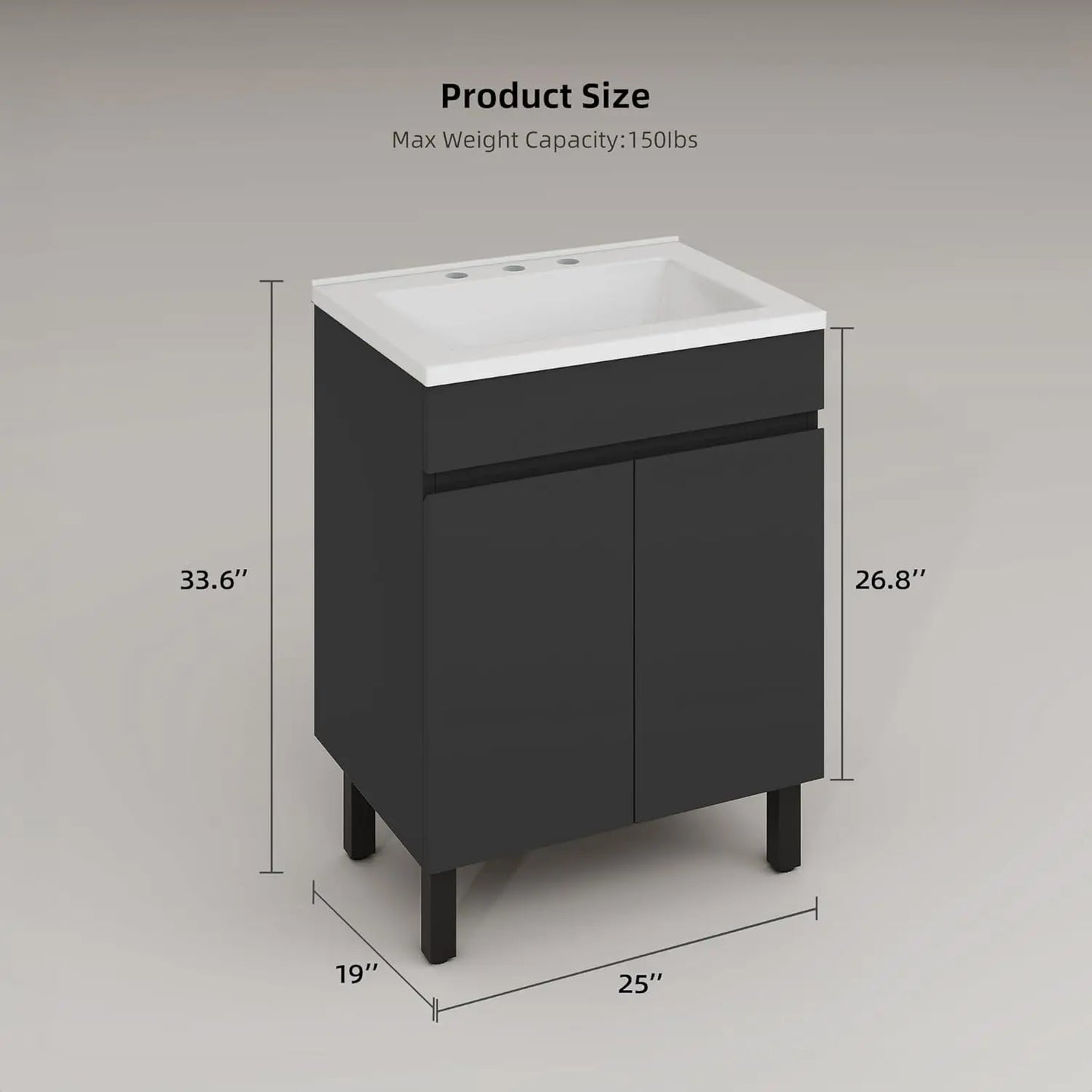 XMSJ Bathroom Vanity With Undermount Sink And Modern Storage Cabinet