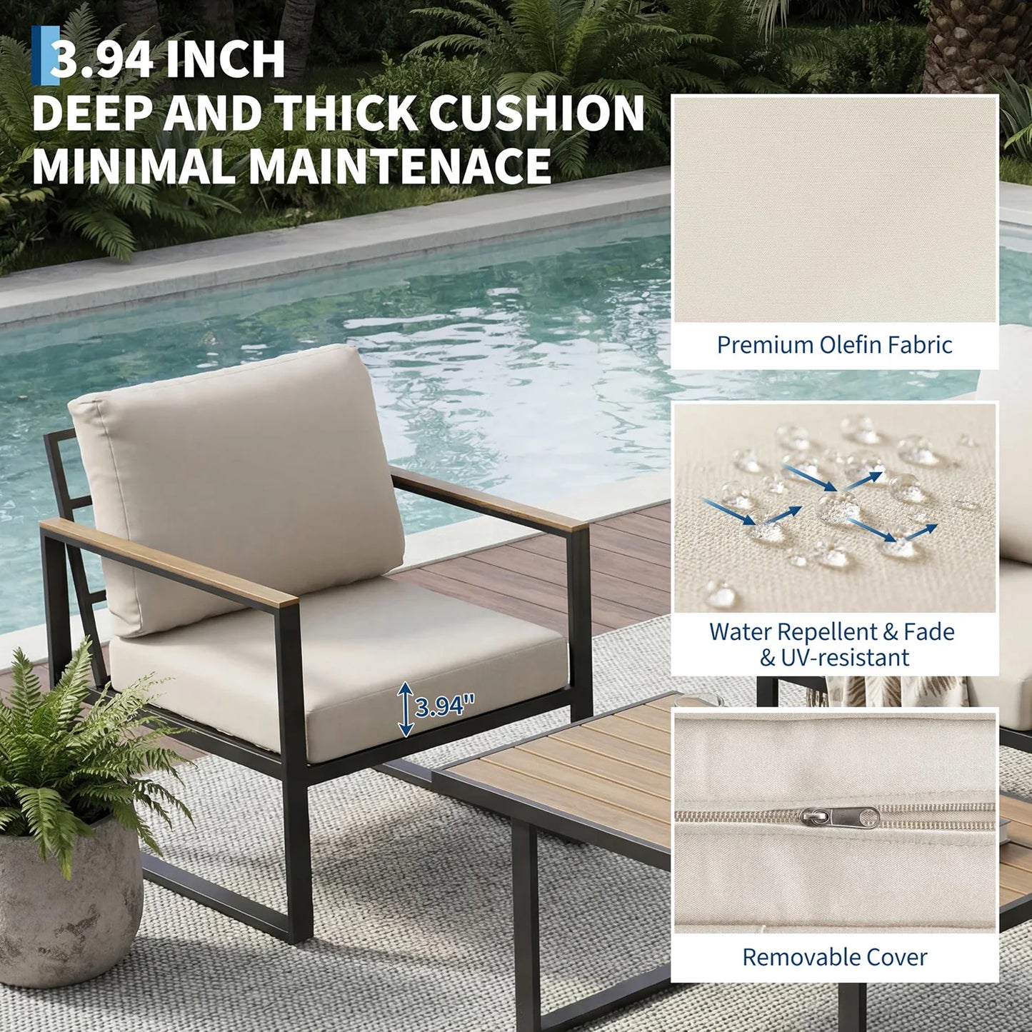 HobbyLane Modern Metal Patio Furniture Set Outdoor Garden Seating