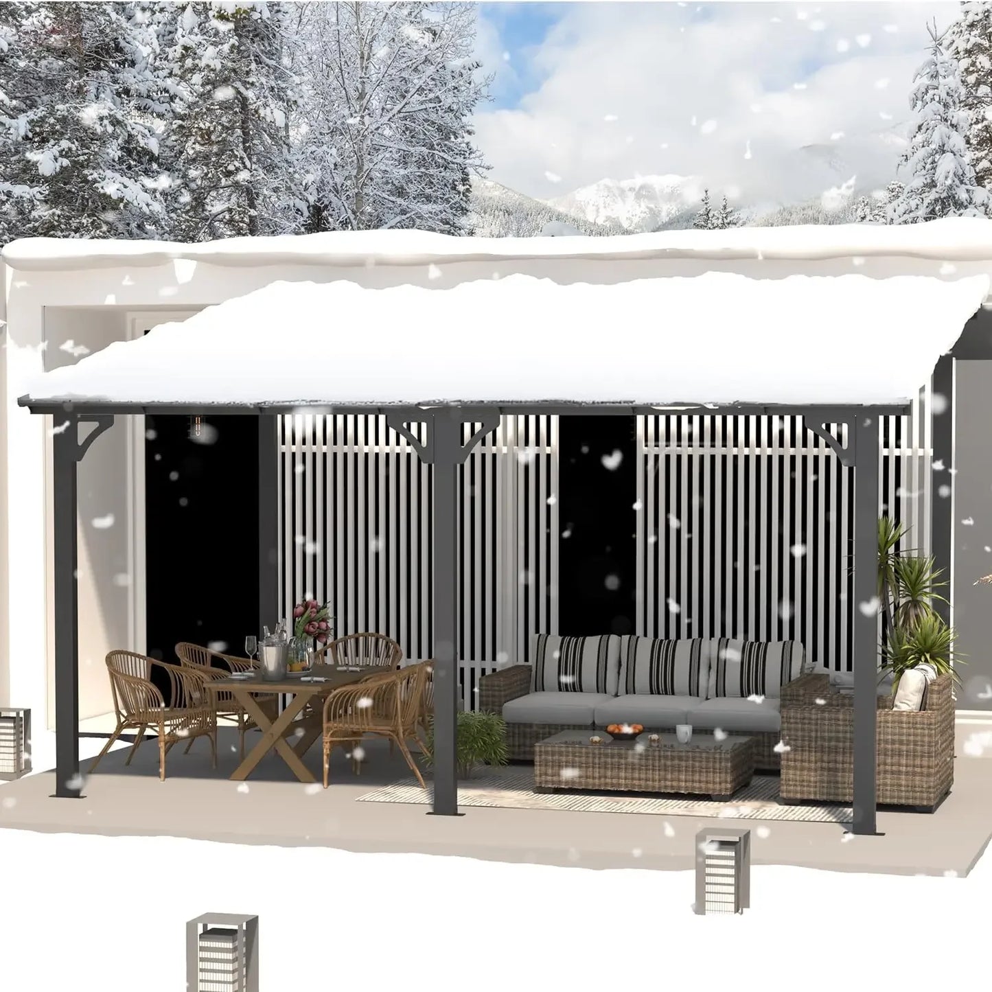 14' X 10' Hard Top  Pergola With Roof