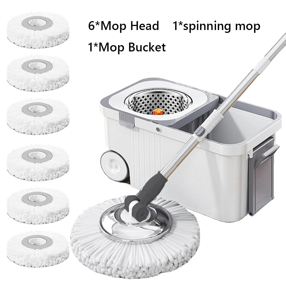 Spin Mop And Bucket Set With 6 Microfiber Refills