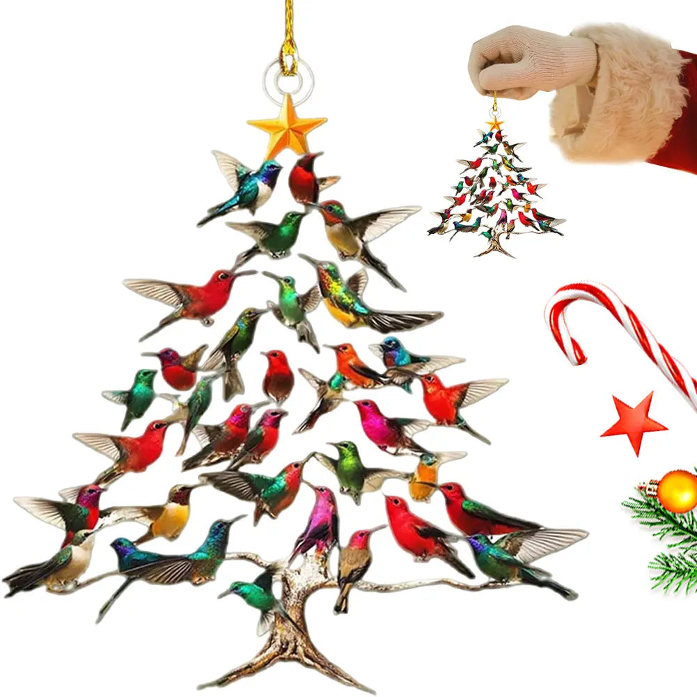 2D Hummingbird Christmas Ornament