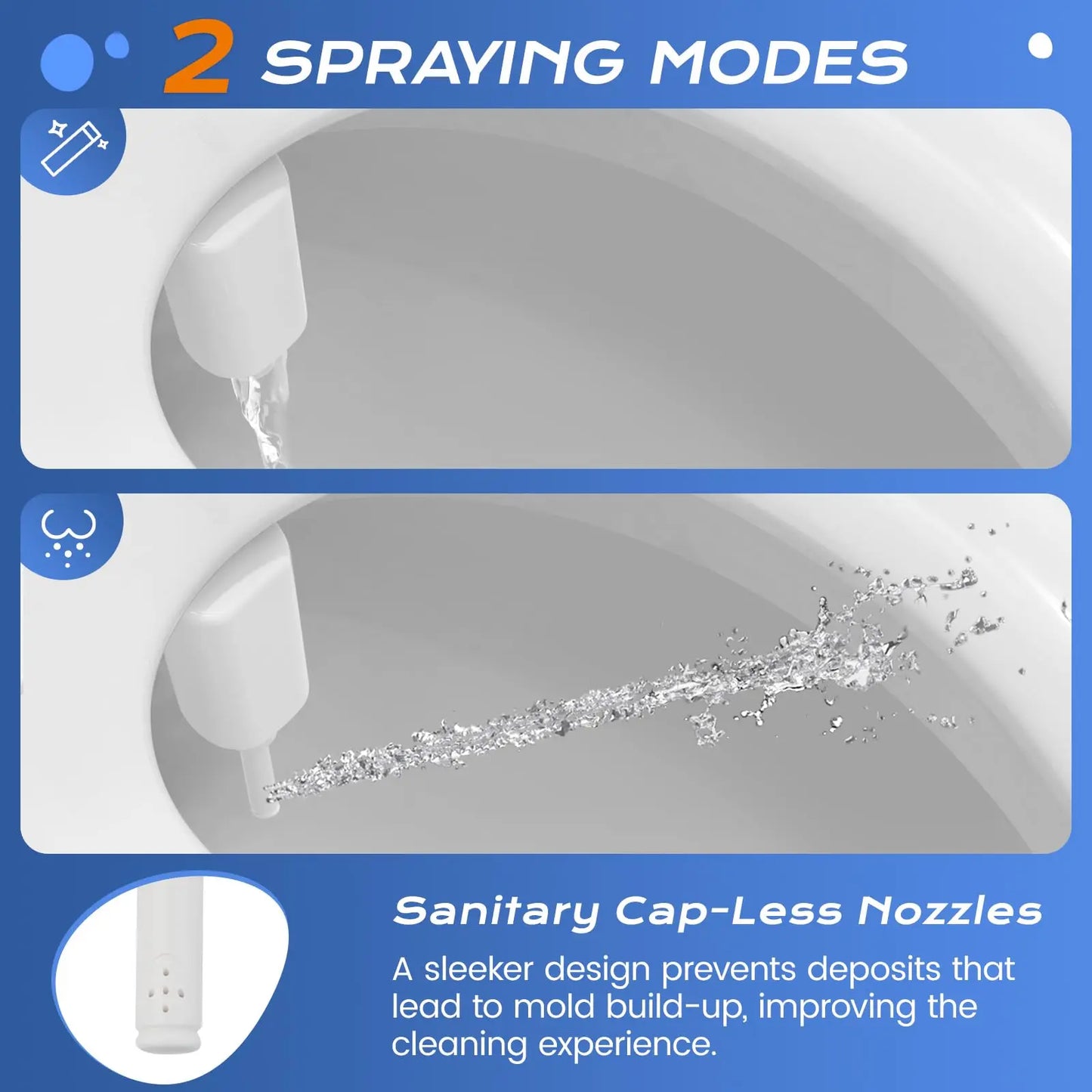 Ultra Slim Bidet Attachment With Dual Nozzle Self Cleaning