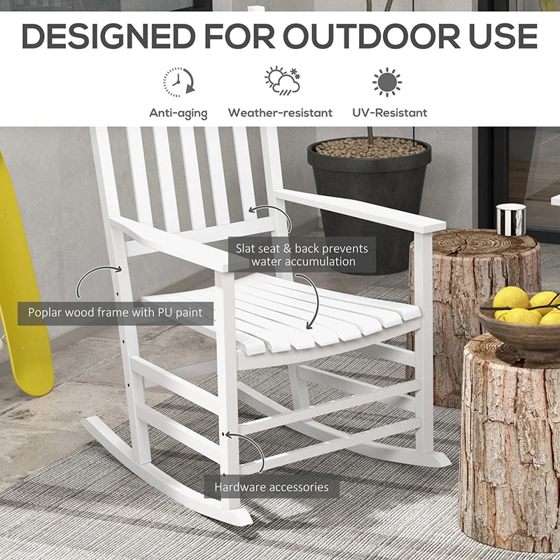 Outsunny Rocking Chair Set With Foldable Table Outdoor Patio