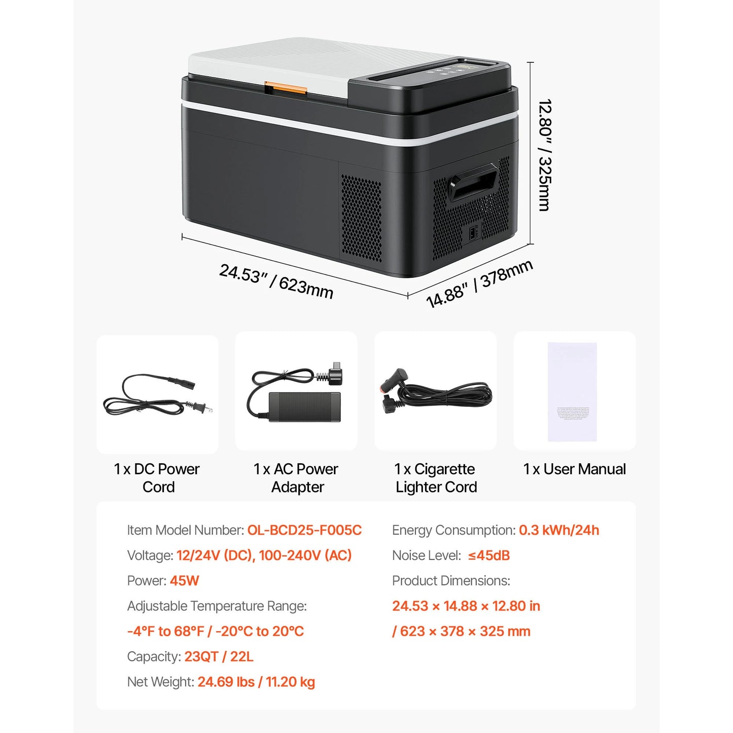 VEVOR Portable Car Mini Fridge Freezer Compressor Cooler