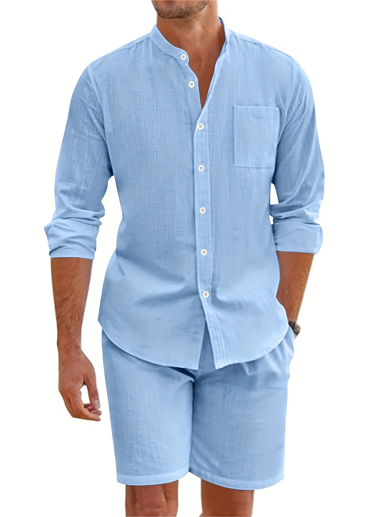 NONECN Men's Summer Two Piece Polyester Casual Beach Wear