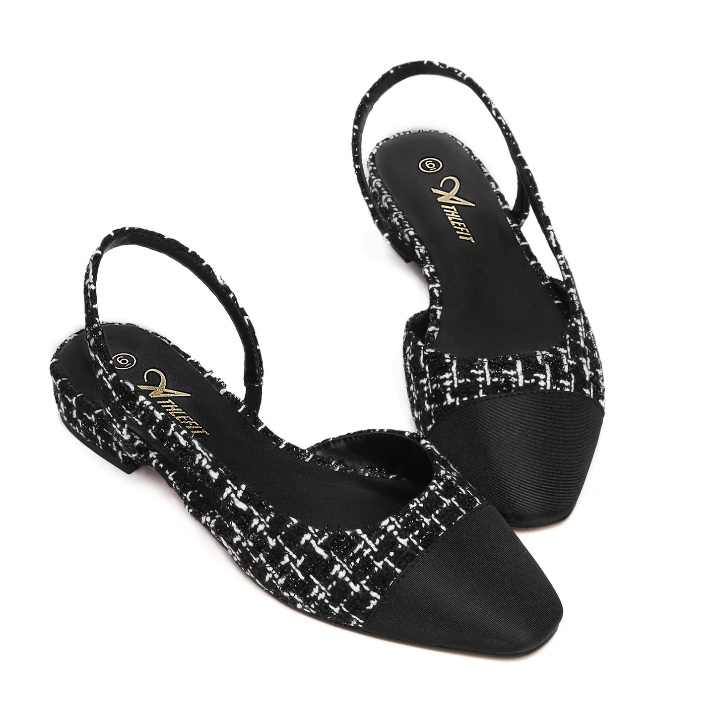 Women Slingback Flats Square Pointed Toe Two Tone Flats