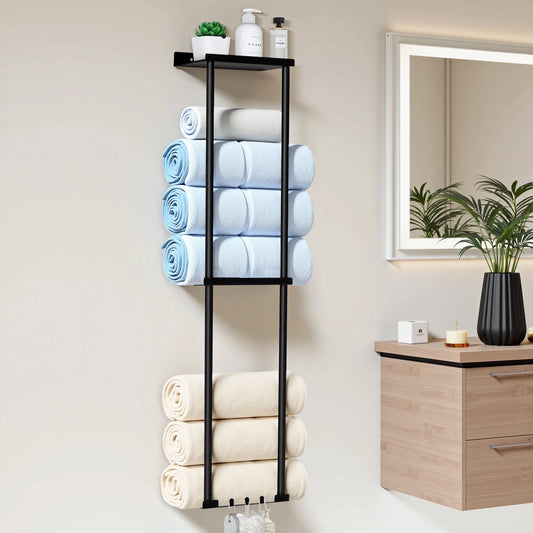 Wall Mounted Vertical Rolled Stainless Steel Towel Organizer
