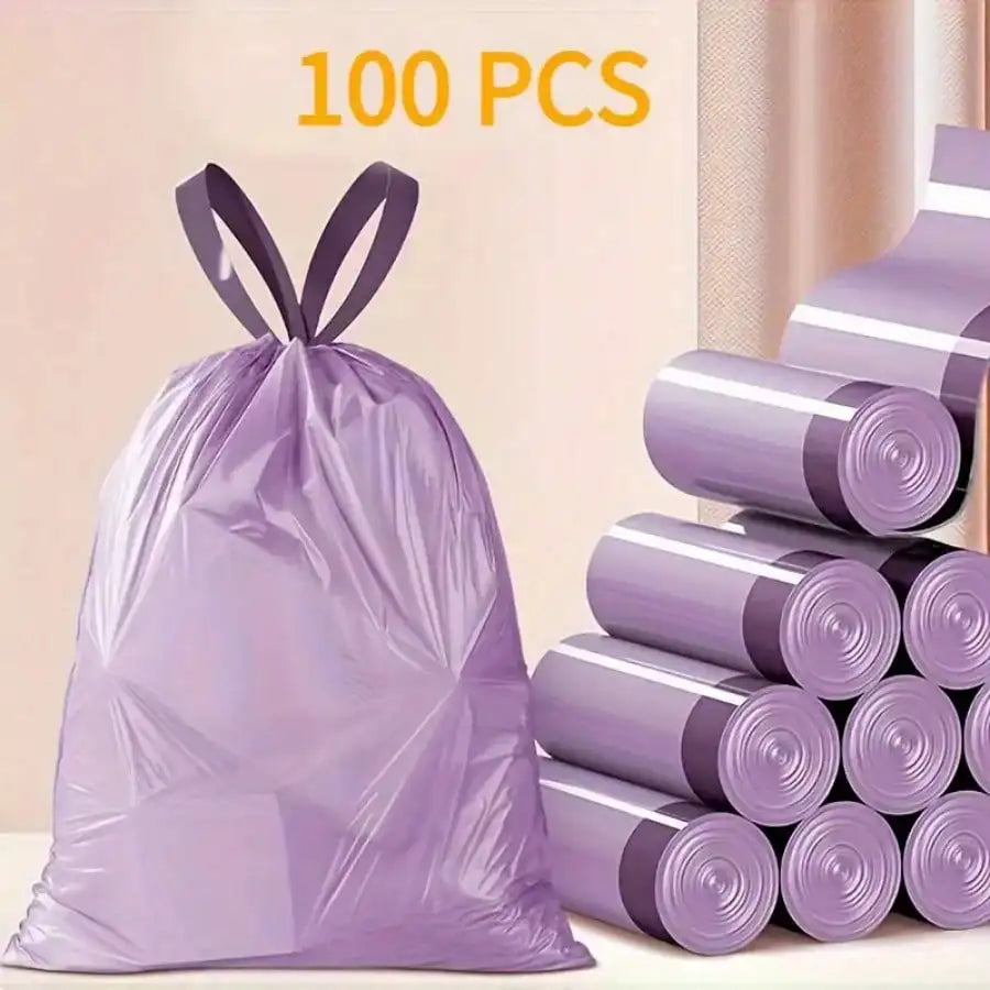 AEHOME 100 Pack Household Drawstring Trash Bags Flat Top