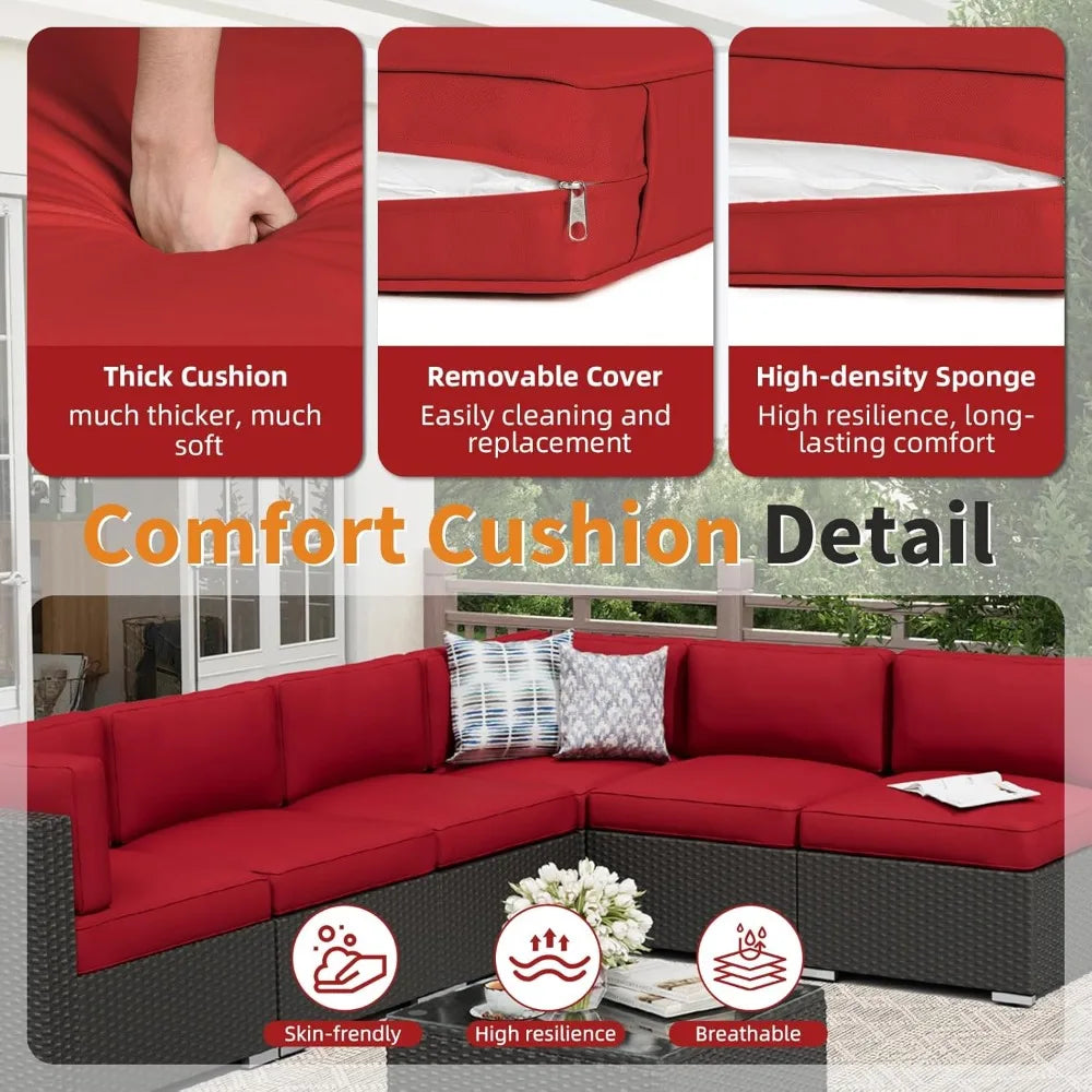 Outdoor Rattan Wicker Patio Sofa Set With Glass Top Table