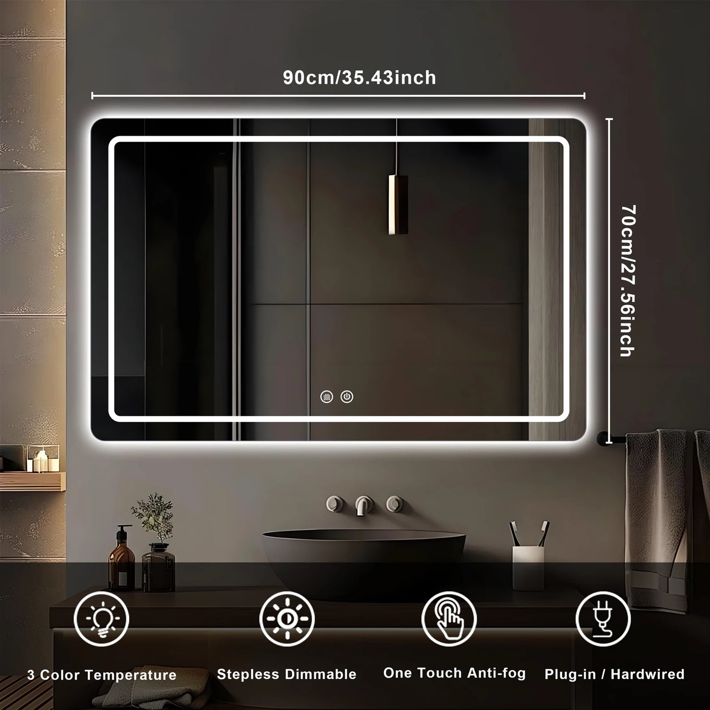Mygiivovo Fogless LED Backlit Bathroom Vanity Mirror