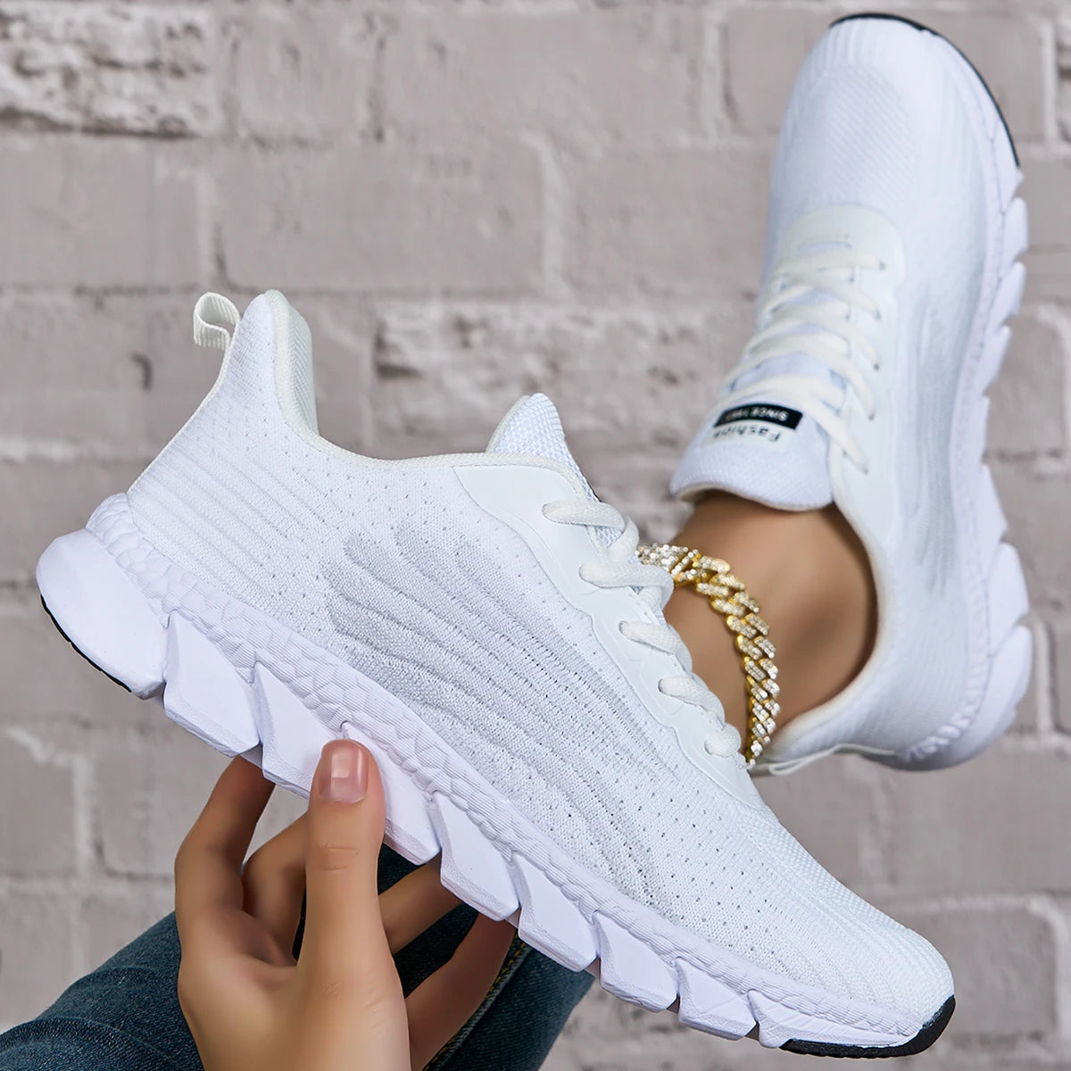 Women Orthopedic Walking Shoes Lace Up Cushioned Insole