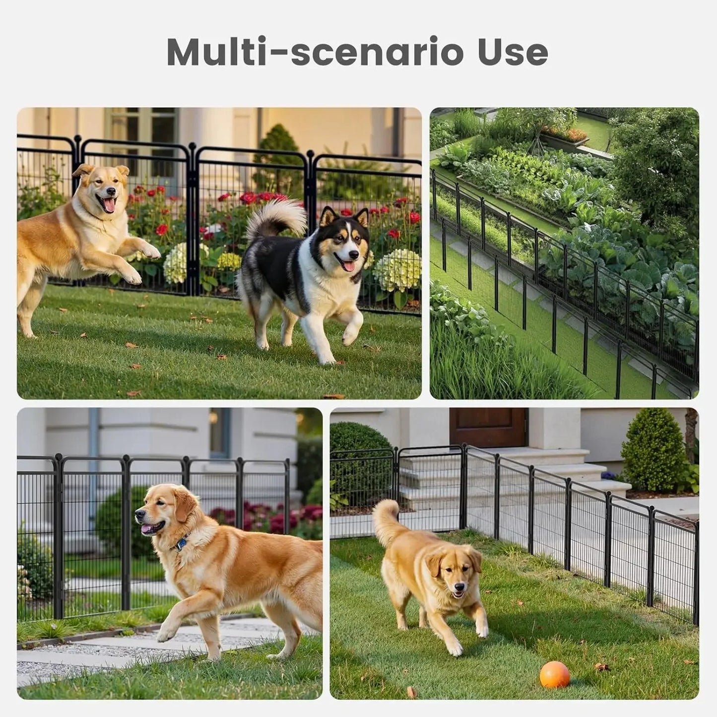 Heavy Duty Iron Decorative Garden Fence With Two Gates Outdoor