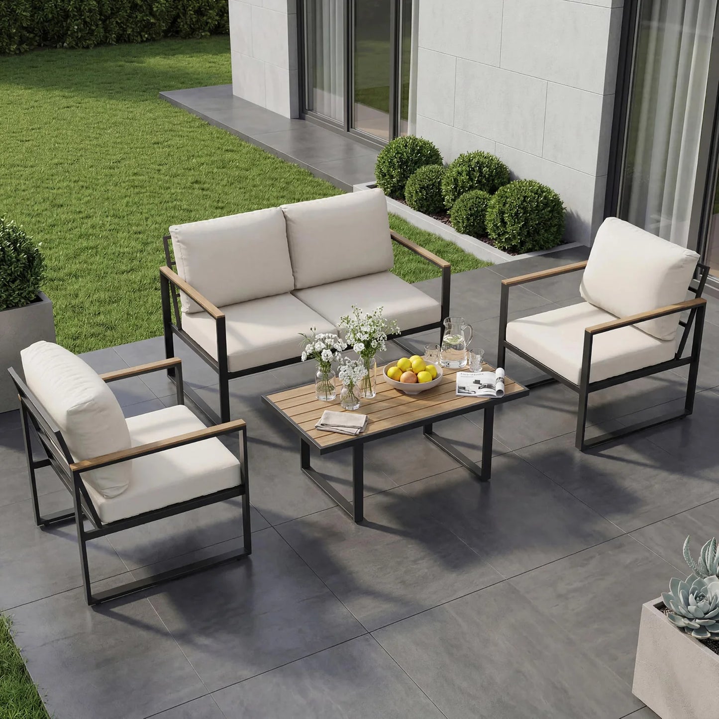 HobbyLane Modern Metal Patio Furniture Set Outdoor Garden Seating