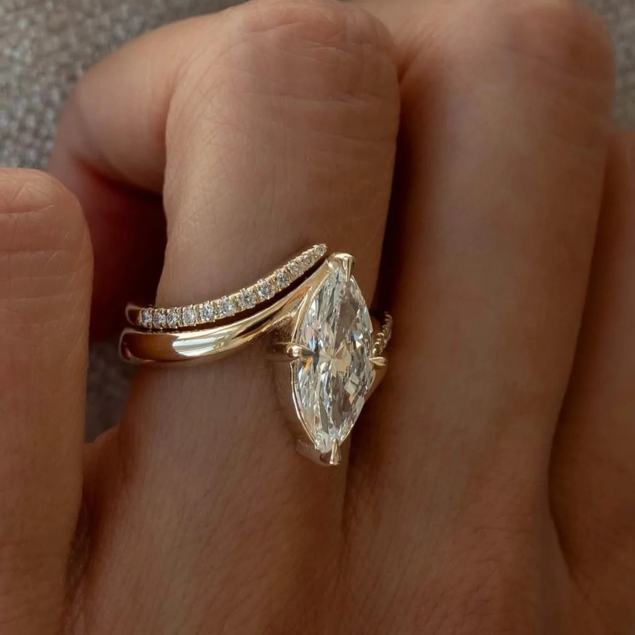 Marquise Moissanite Bridal Wedding Set 925 Sterling Silver