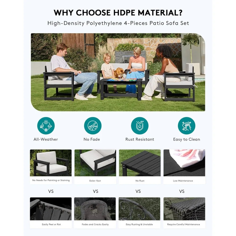 Outdoor Conversation Couch Set 4 Piece Patio Furniture Collection
