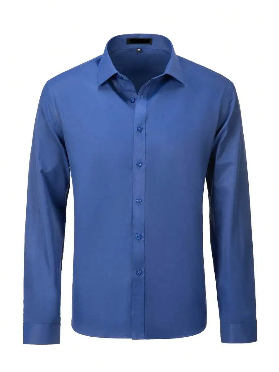 Mens Long Sleeve Formal Poplin Shirt For Business Or Wedding