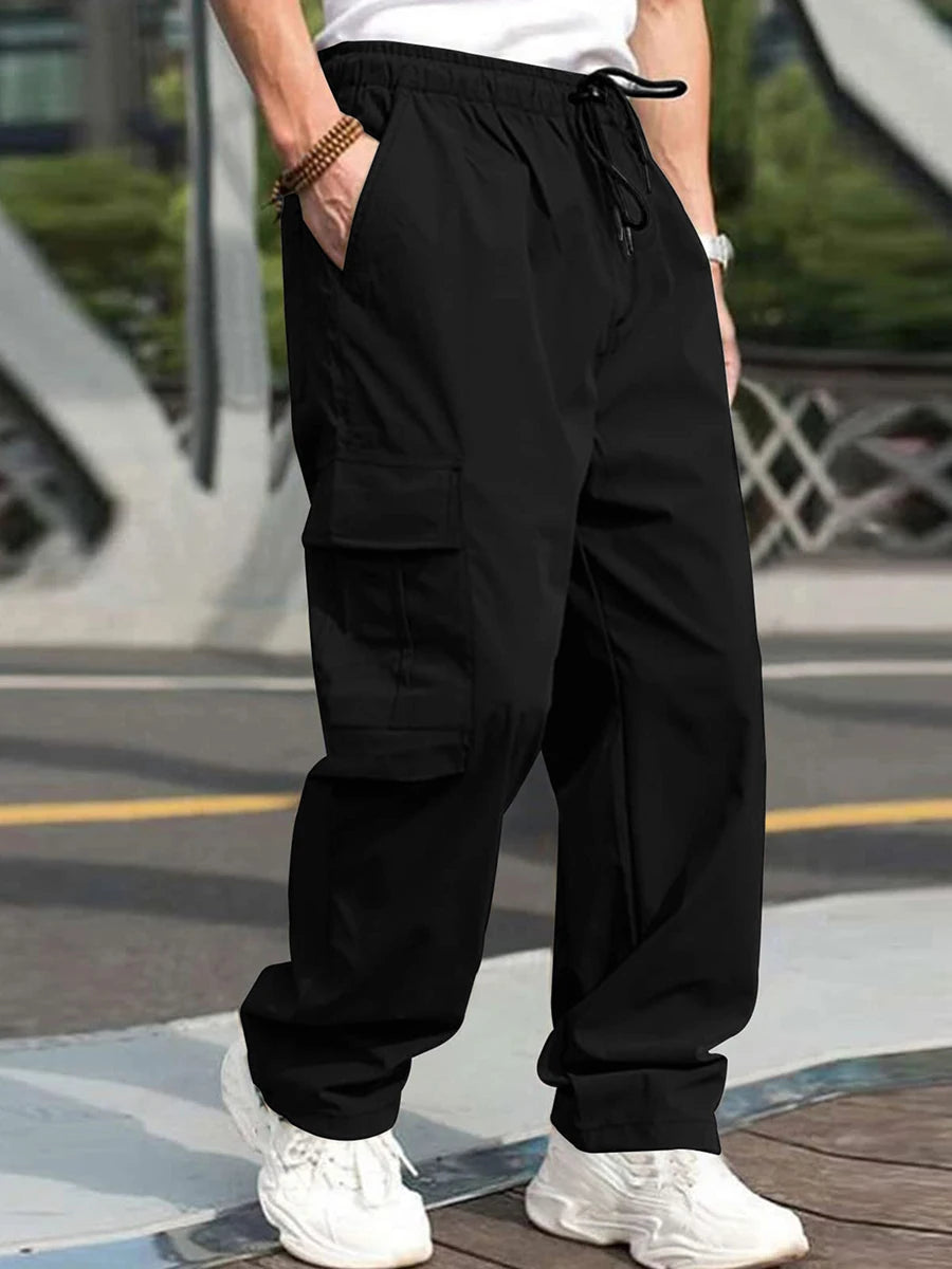 Hirigin Men's Loose Straight Leg Cargo Pants