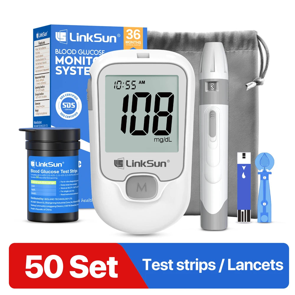 Linksun G-425-3 Glucose Meter Complete Kit With Test Strips