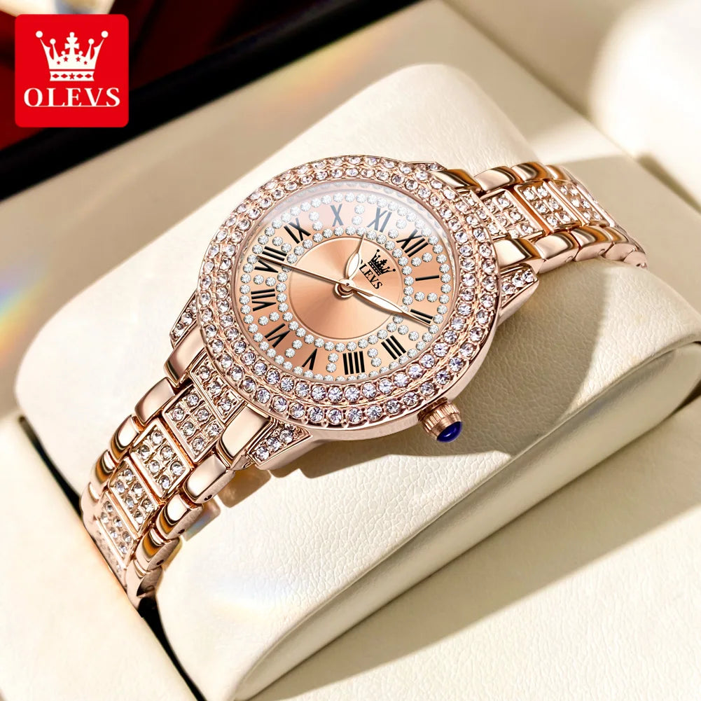 OLEVS Diamond Luxury Stainless Steel Waterproof Watch