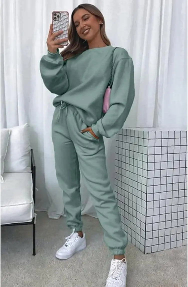 KANSOON Two Piece Long Sleeve Sweatsuit Pants Set For Women