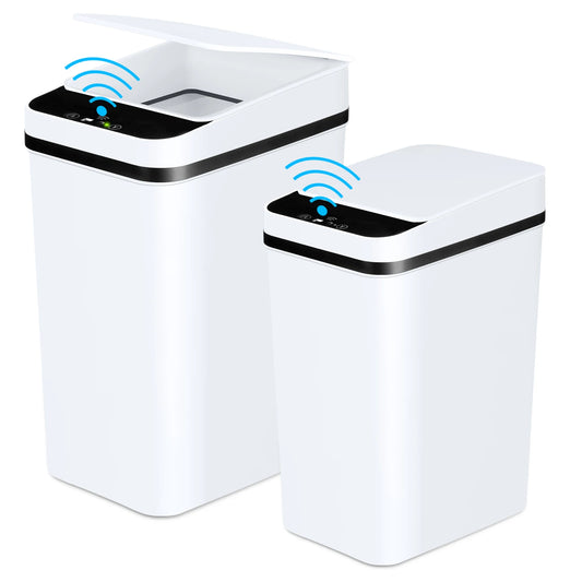 Two Pack Touchless Motion Sensor Bathroom Trash Cans