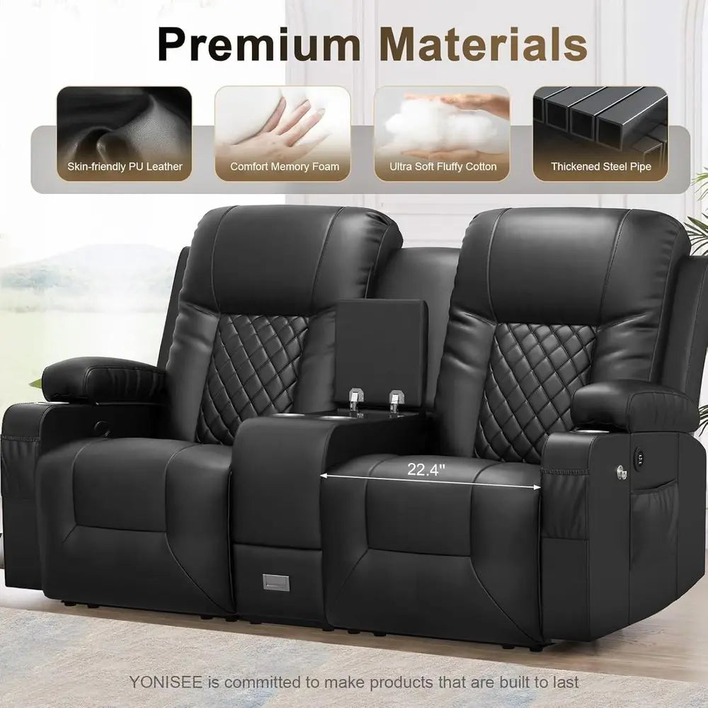 Dual Reclining Loveseat With Storage USB Ports Cup Phone Holders