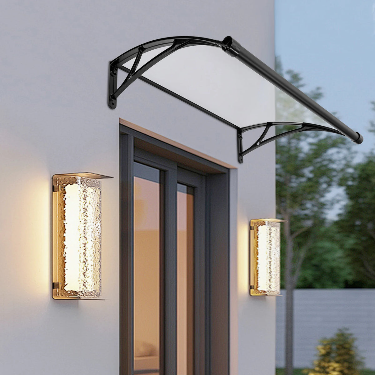 Heavy Duty Wall Mount Upgraded Door Awning Canopy With Sunshade