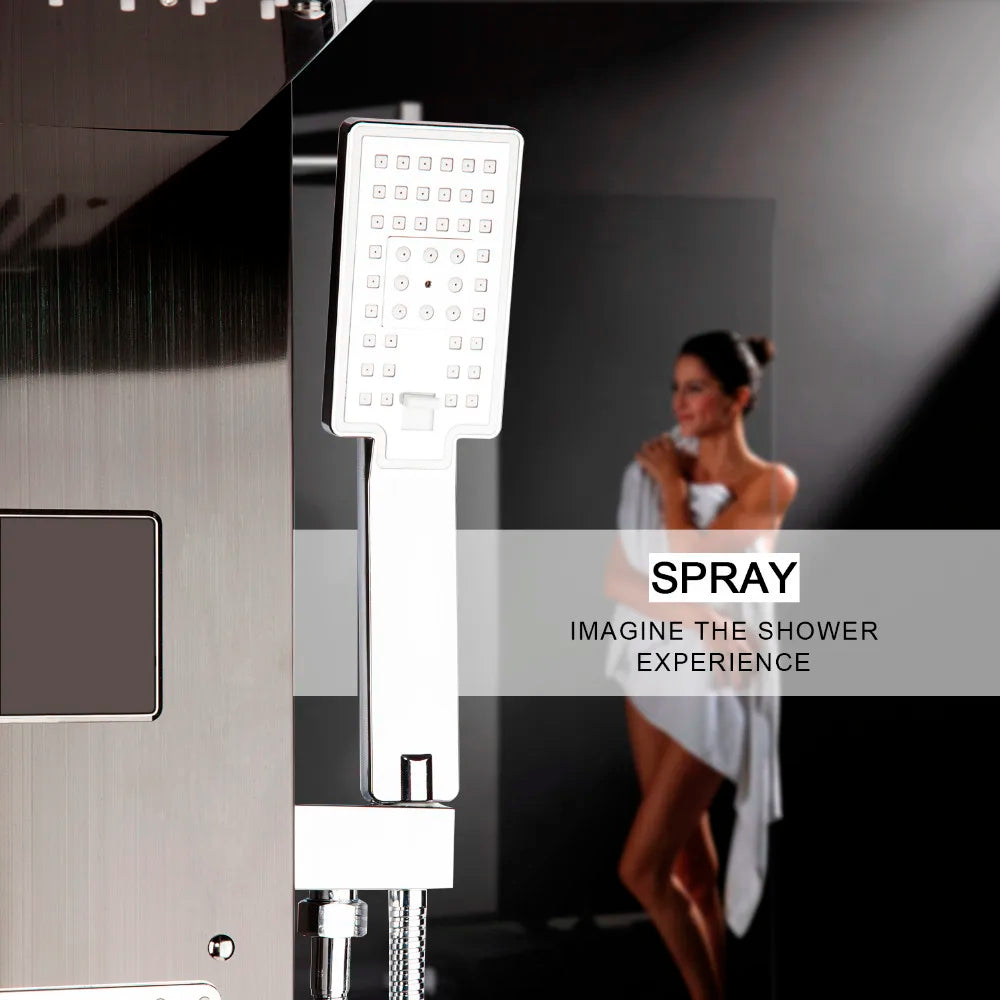 MEKKHALA LED Rainfall Shower Column With Body Jets Digital Display
