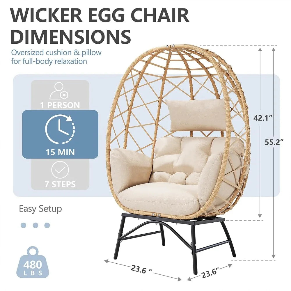 Wicker Egg Chair With Cushion
