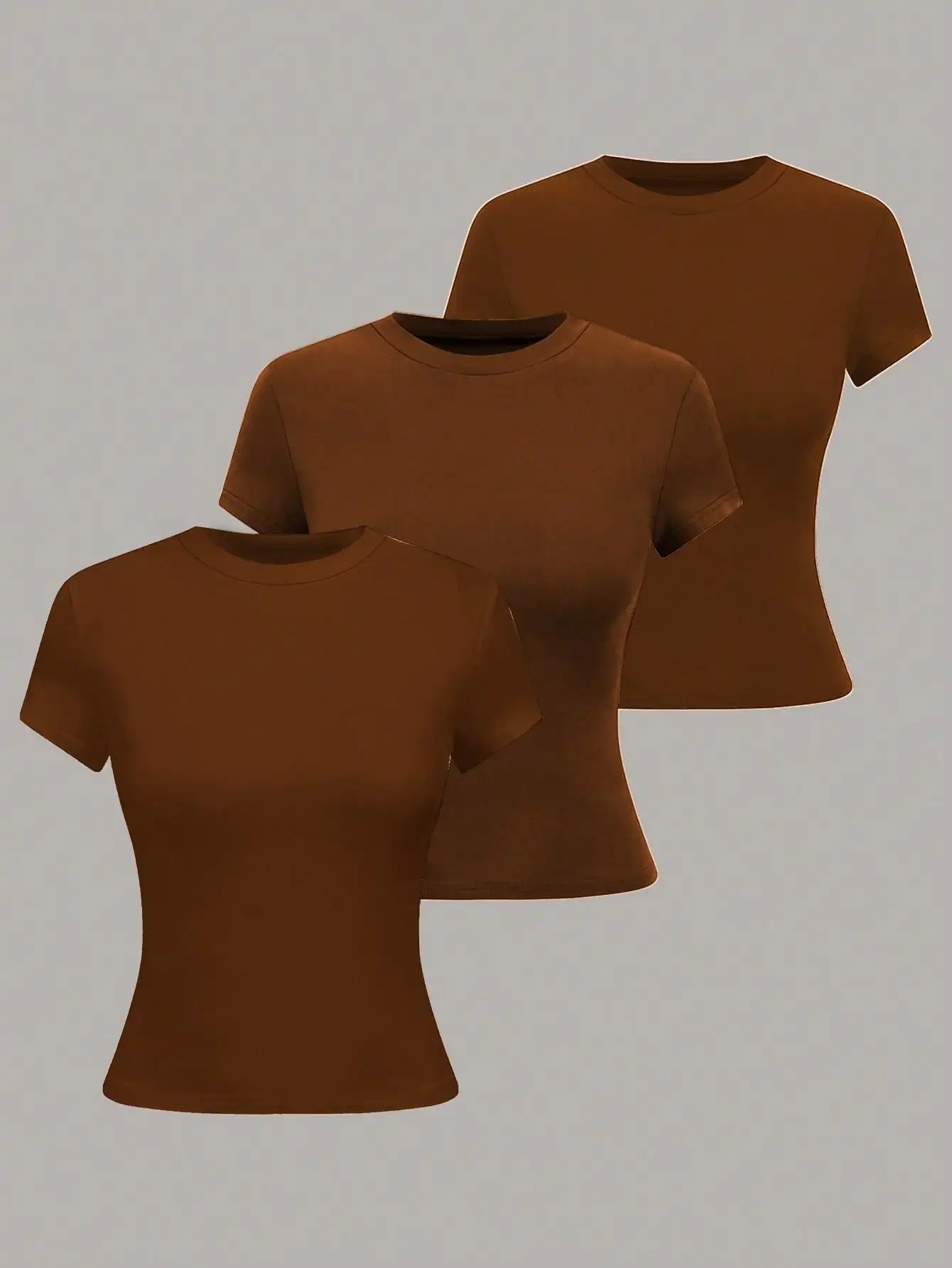 Women's Short Sleeve Knit T Shirt With Elastic Fabric