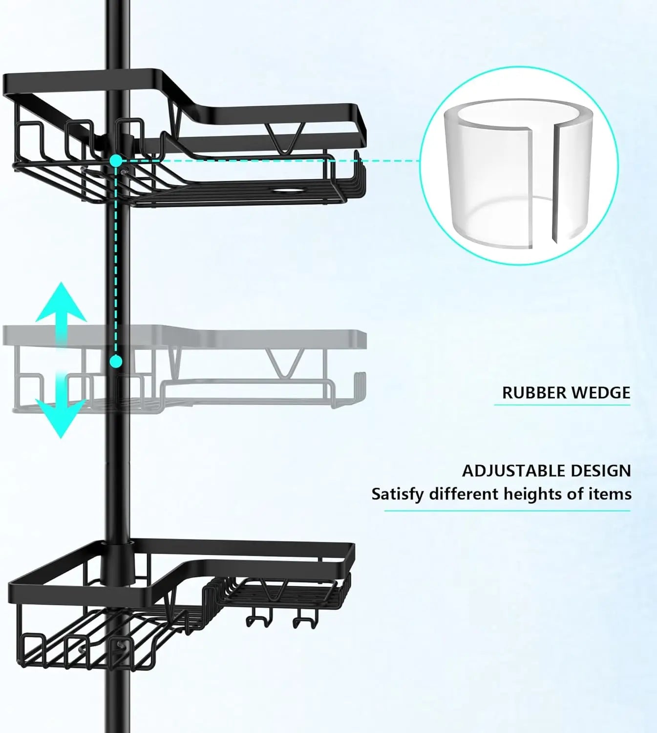 Stainless Steel 4 Tier Shower Caddy For Bathroom Organization