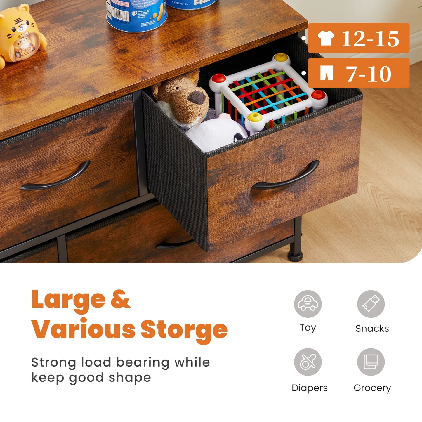 Shoe Cabinet Dresser With Five Fabric Drawers For Home