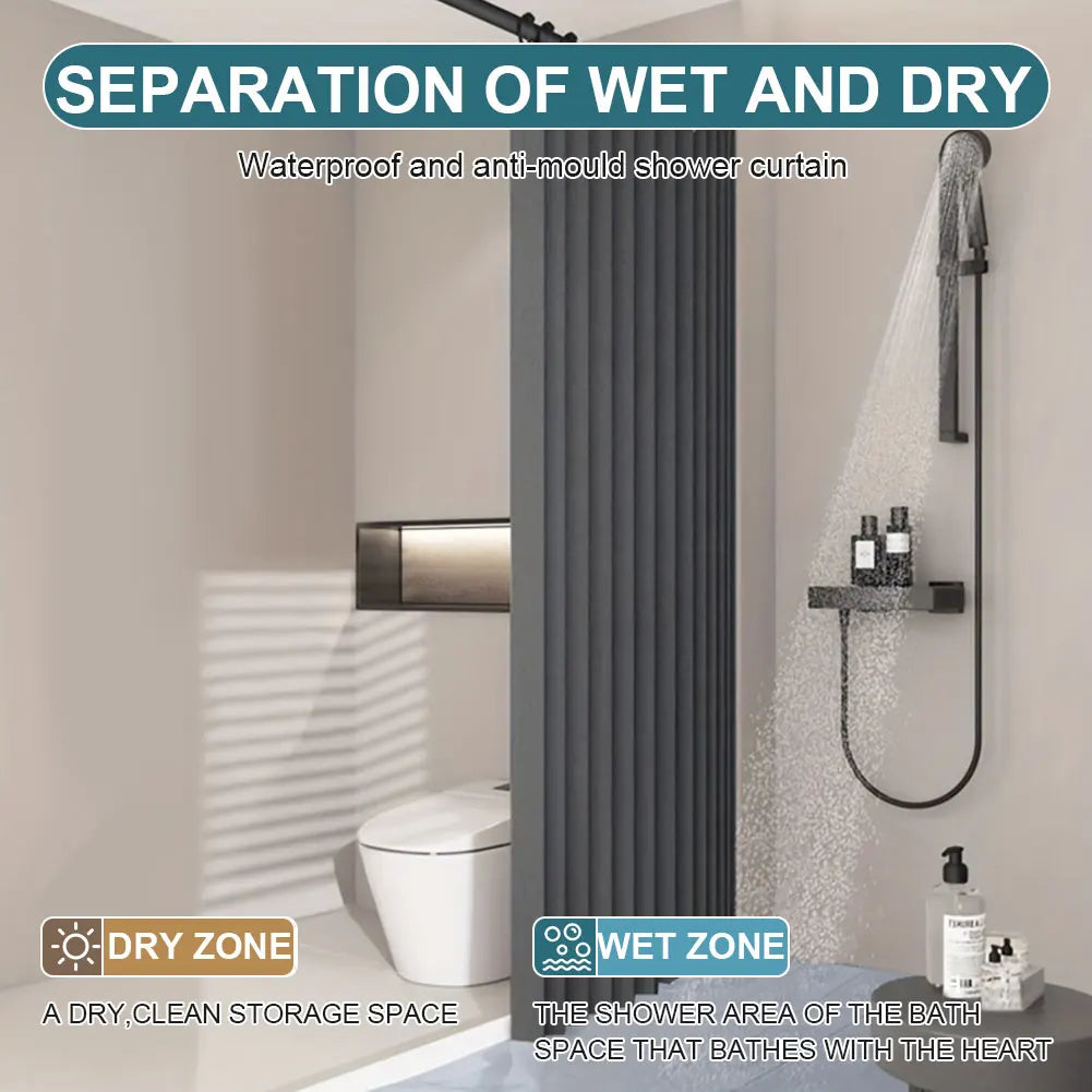 APWIKOGER Foldable Waterproof Magnetic Shower Curtain