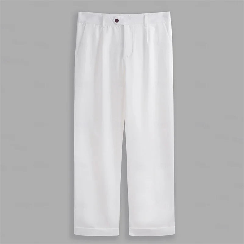 Hirigin Men's Classic Business Casual Suit Pants With Hemmed Bottoms