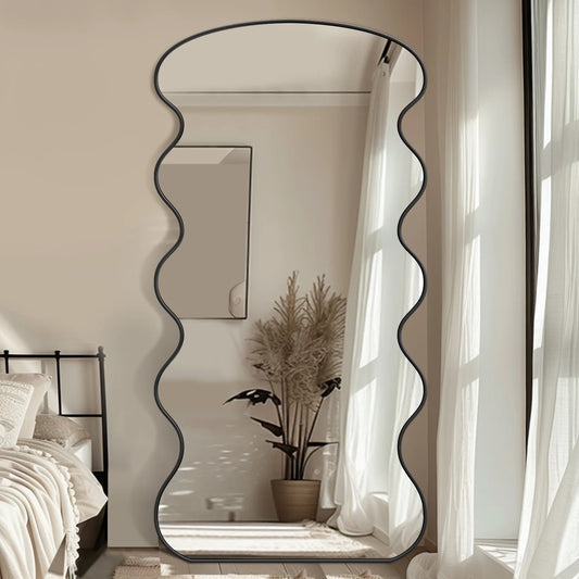 Antok Wavy Mirror With Stand For Bedroom And Living Room