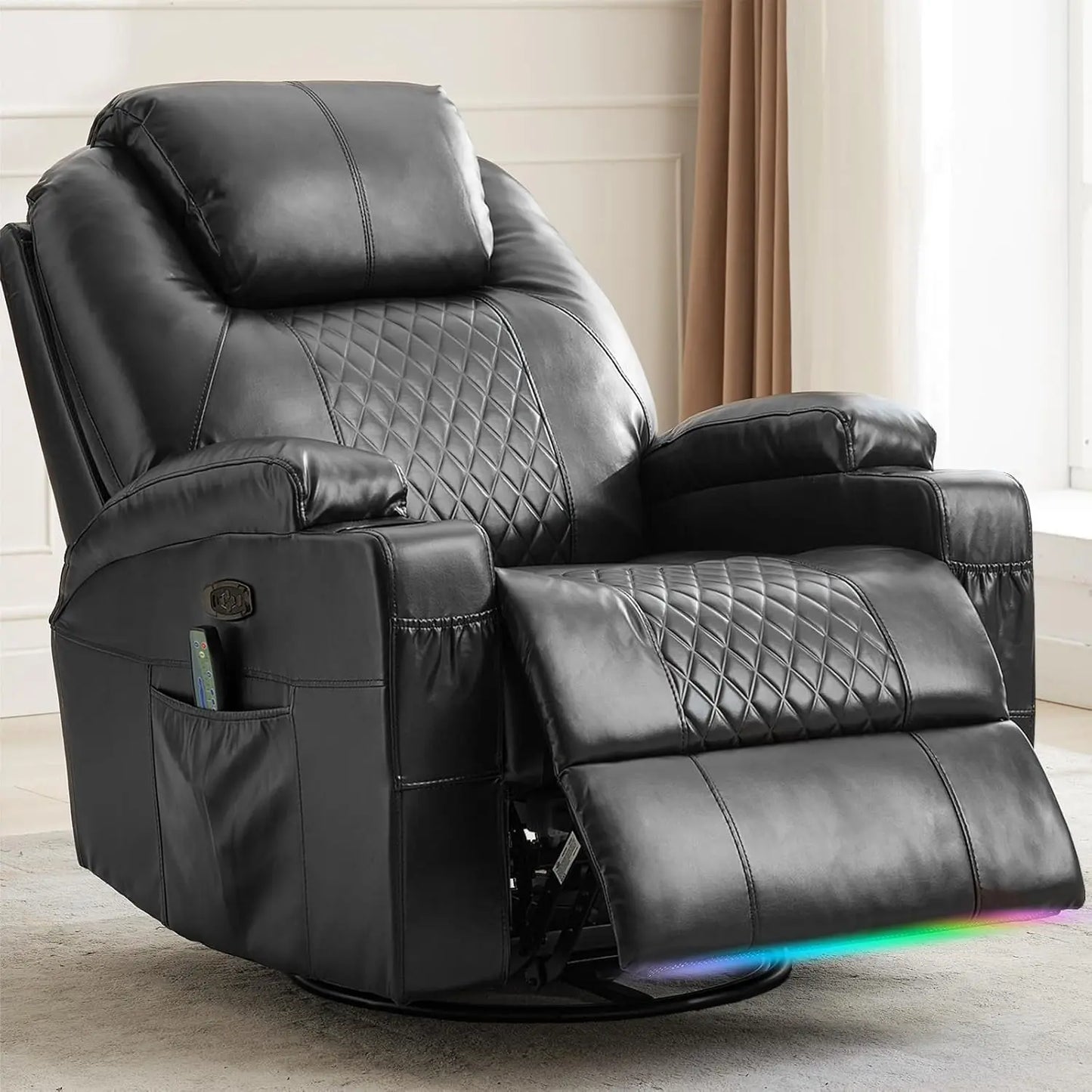 Power Swivel Rocker Recliner Chair With Heat Massage