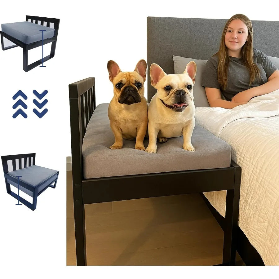Raised Bunk Design Wooden Dog Bed Frame with Adjustable Legs