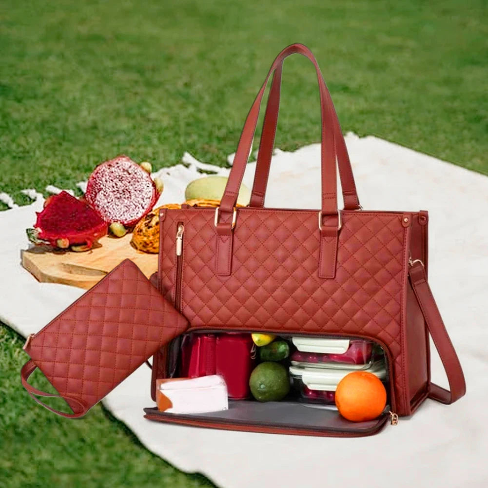 APWIKOGER Women 2 In 1 Lunch Bag Quilted Handbag Purse