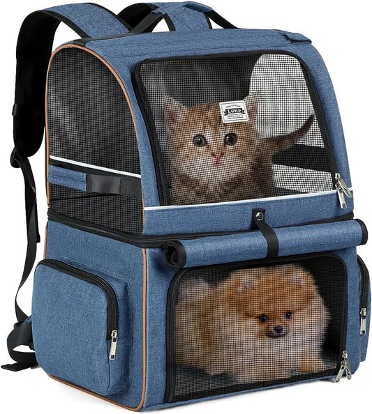 Double Compartment Pet Backpack Carrier For Cats And Dogs